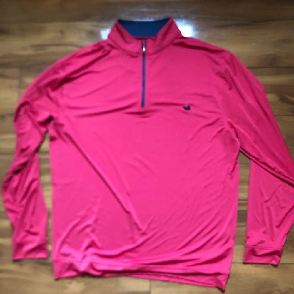 Southern Marsh. Men’s light weight quarter-zip pullover in light red